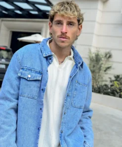 Casaca de jean azul costado para hombre modelo Lukas