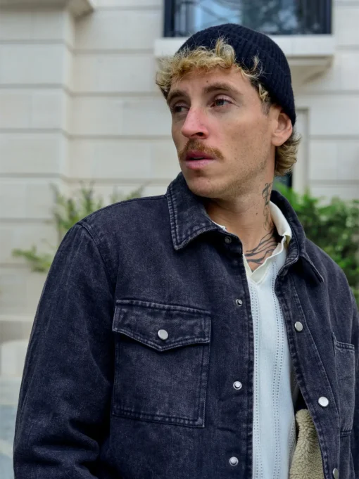 Casaca de jean negra para hombre modelo Lukas frente
